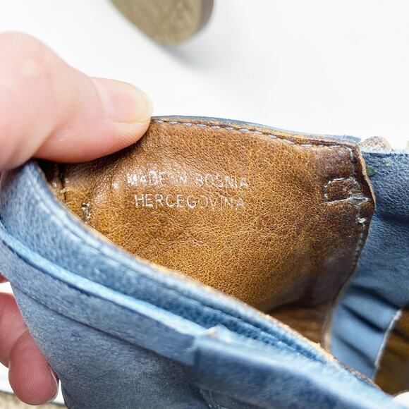 Miz Mooz Denim Blue Leather Open Toe Wedge Ankle Booties Women's EU Size 36 - Picture 8 of 10